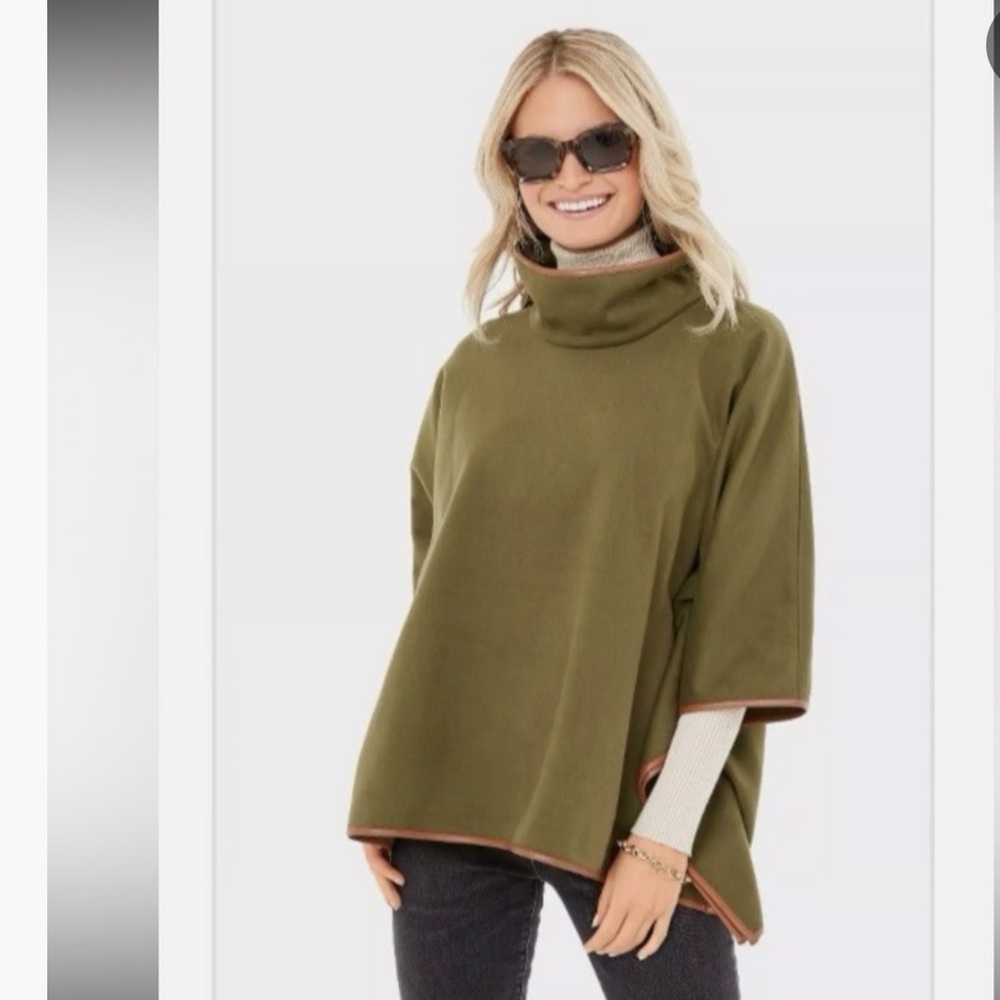 Tuckernuck Piper Leather Trim Funnel Neck Poncho